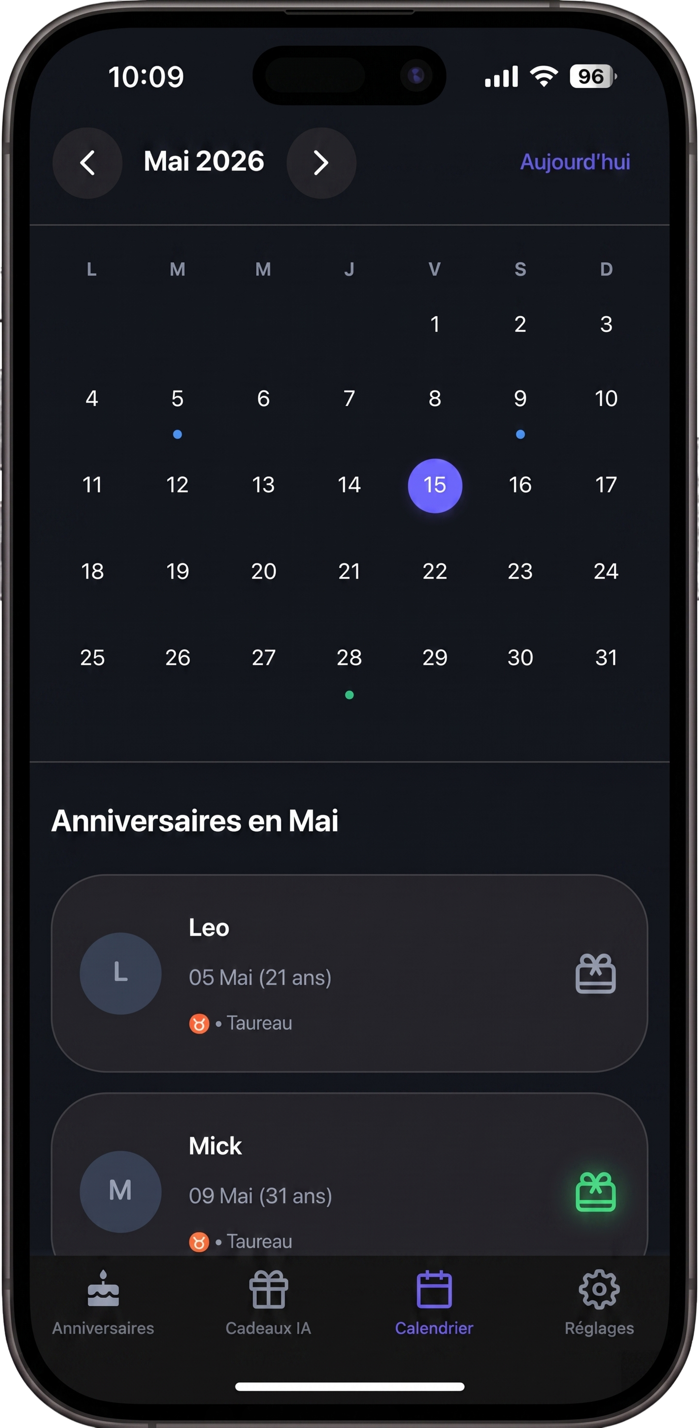 Kado app - écran gauche